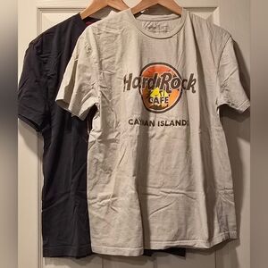 Hard Rock Cafe Set Of 2 Shirts Beige and Black Tees Large Size